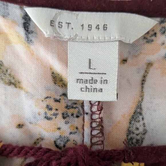 CATO Est 1946 Burgundy Floral Relaxed Fit Peasant Boho Top; Size L - Picture 4 of 6